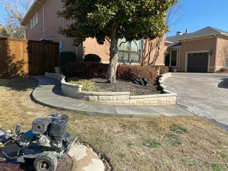 Left side landscaping after