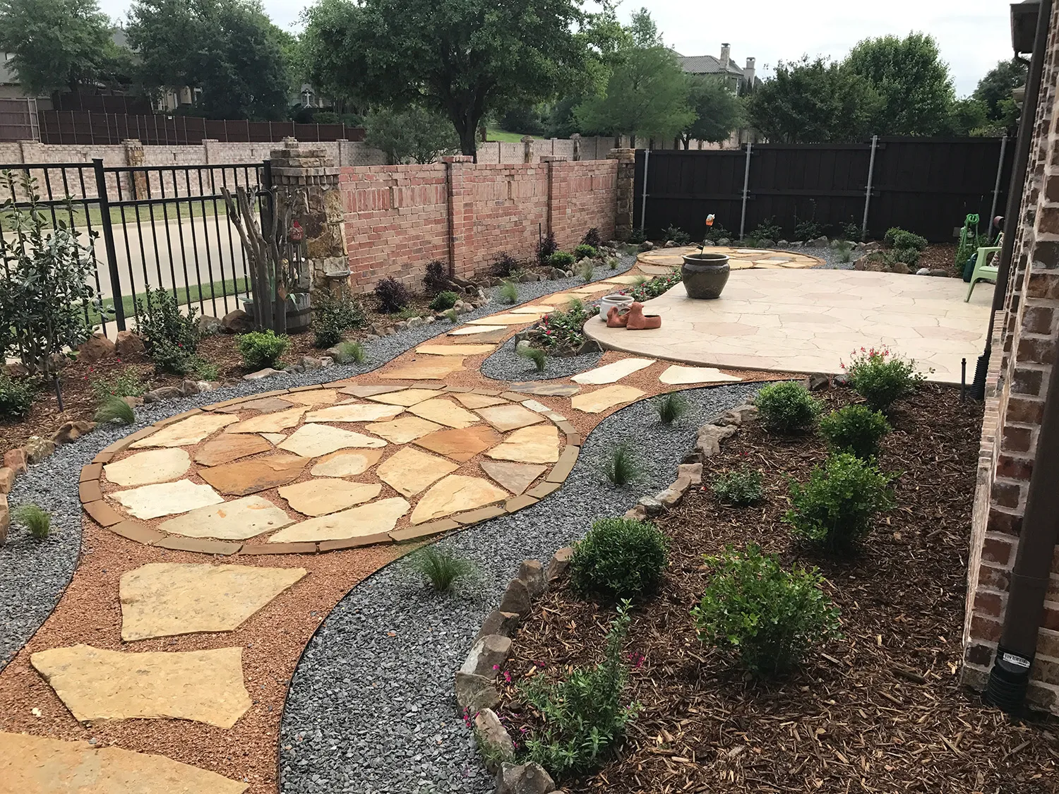 Stone landscaping in Frisco