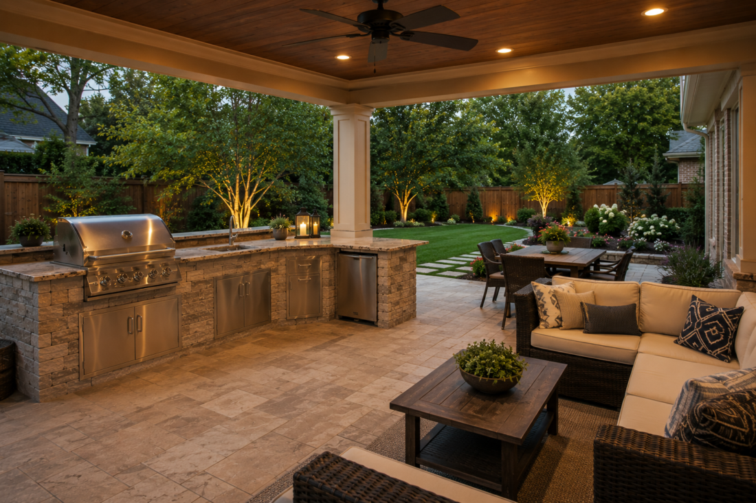 outdoor kitchen covered patio