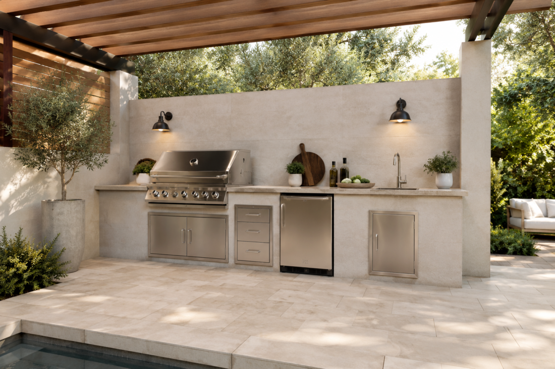 straight line outdoor kitchen